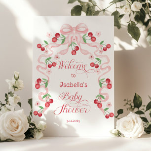 Poster Chercher sur le dessus Baby shower Bow rose Bienve