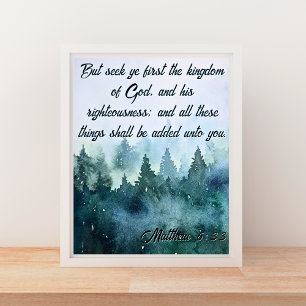 Poster Cherchez d'abord le royaume de Dieu KJV Matthieu 6