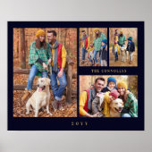 Poster Cherished Navy Blue & Gold Simple Classic 4 Photos (Devant)