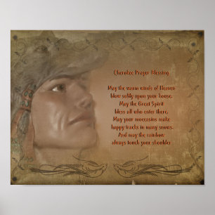 Poster Cherokee Bénédiction Prière des Amérindiens