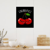 Poster Cherrific Funny Red Cherry Pun Dark BG (Cuisine)