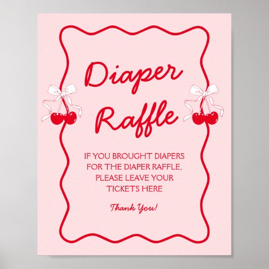 Poster Cherry Baby Shower Diaper Raffle (Devant)