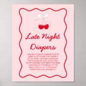 Poster Cherry Baby shower Late Night Diapers Jeu (Devant)