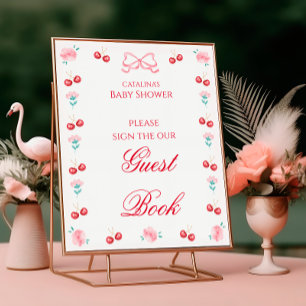 Poster Cherry Blossom Baby shower Livre d'invité