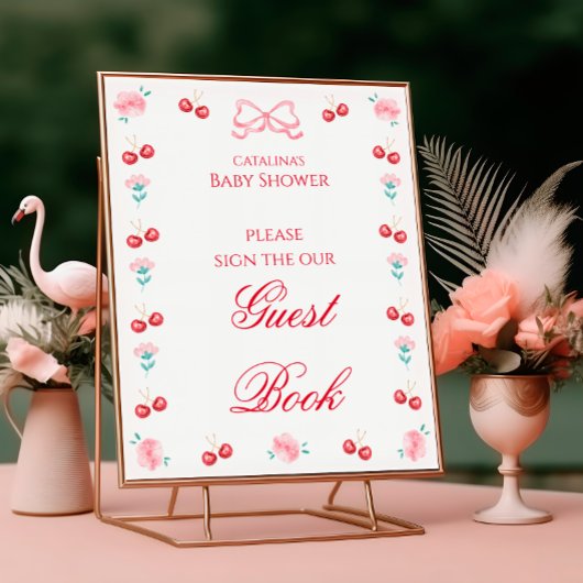 Poster Cherry Blossom Baby shower Livre d'invité