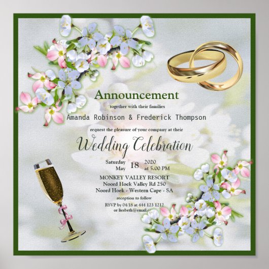 Poster Cherry Blossom Bouquet Mariage (Devant)