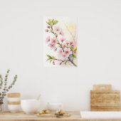 Poster Cherry Blossom Branch Golden Light (Cuisine)