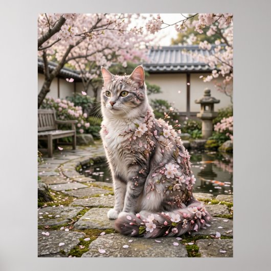 Poster Cherry Blossom Cat Serenity (Devant)