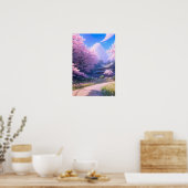 Poster Cherry Blossom Chemin vers l'auberge traditionnell (Cuisine)