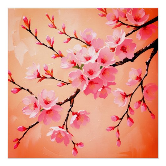 Poster Cherry Blossom Coussin - Elégant Sakura Jeter Cush (Devant)