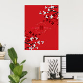 Poster Cherry Blossoms & Double Bonheur Mariage chinois (Bureau à domicile)