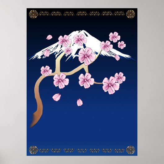 Poster Cherry Blossoms et Mt. Fuji (Devant)
