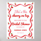 Poster Cherry en haut Retro Cherry Fête des mariées Bienv (Devant)