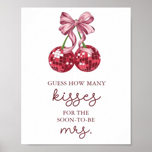 Poster Cherry Fête des mariées Devine combien de baisers (Devant)