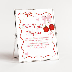 Poster Cherry on Top Pink Bow Baby Late Night Diapers