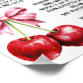 Poster Cherry Pink Coquette Mon Baby shower à eau Broyé (Coin)