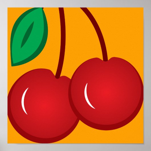 Poster Cherry Simple Rouge Orange Moderne Fruit Illustrat (Devant)