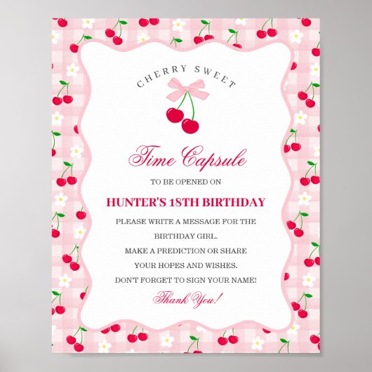 Poster Cherry Sweet Rose Coquette Bow Gingha Time Capsule (Devant)