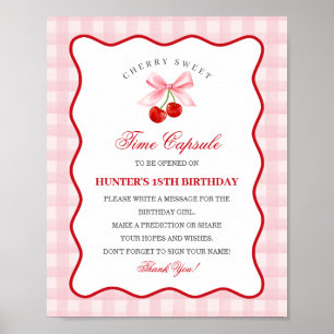 Poster Cherry Sweet Rose Coquette Bow Gingha Time Capsule