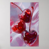 Poster Cherry Vibes – Abstract Heart Cherries  Love Art  (Devant)