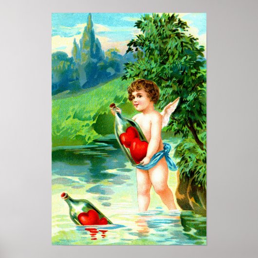 Poster Cherub and hearts (Devant)