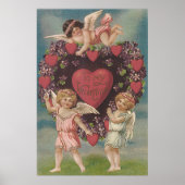 Poster Cherub Cupid Heart Violets Valentine (Devant)