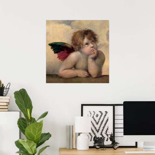 Poster Cherub de Sistine Madonna par Raphael (Bureau à domicile)