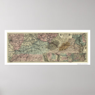 Poster Chesapeake et carte 1873 de chemin de fer de