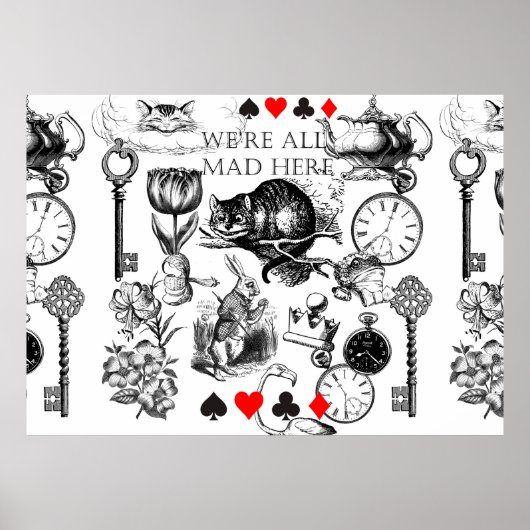 Poster Cheshire Chat classique alice au merveilleux fou (Devant)
