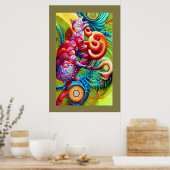 Poster Cheshire Chat Peacock Psychedelic Dream Pop (Cuisine)