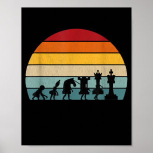 Poster Chess Evolution Cadeau Vintage Rétro Pour Un Échec