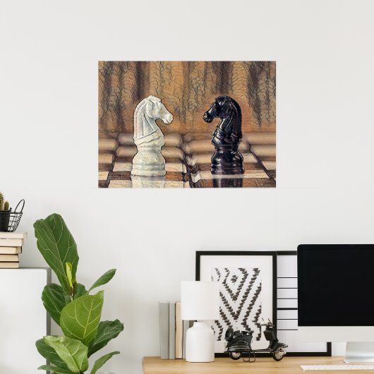 Poster Chess Knights Chess Board (Bureau à domicile)