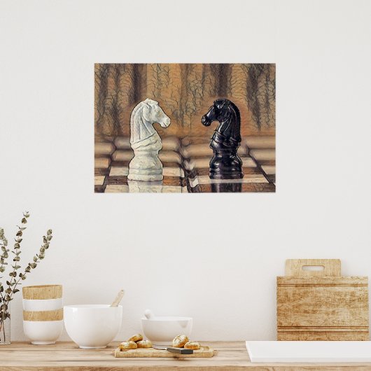 Poster Chess Knights Chess Board (Cuisine)