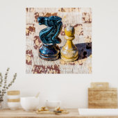 Poster Chess Pawn et Knight - anciens combattants (Cuisine)
