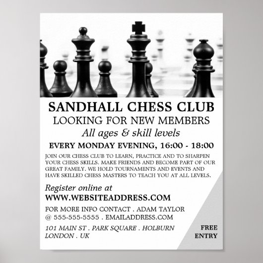 Poster Chessboard, Chess Club Publicité (Devant)