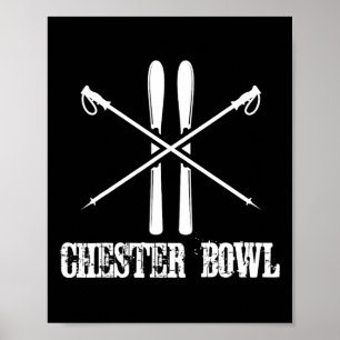 Poster Chester Bowl Skier Skier Poles Ski Poles Rustic No