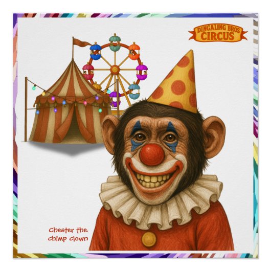Poster Chester le clown chimpanzé (Devant)