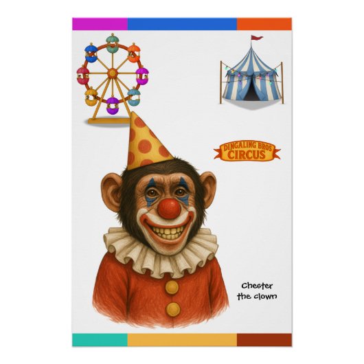 Poster Chester le clown chimpanzé (Devant)