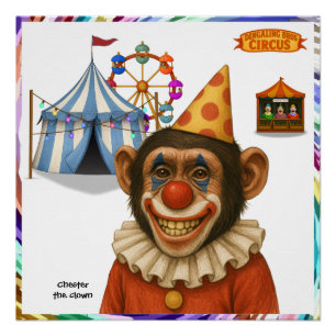 Poster Chester le clown chimpanzé