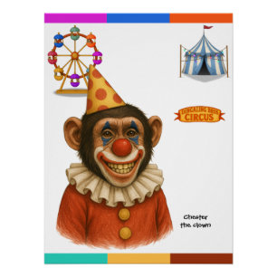 Poster Chester le clown chimpanzé