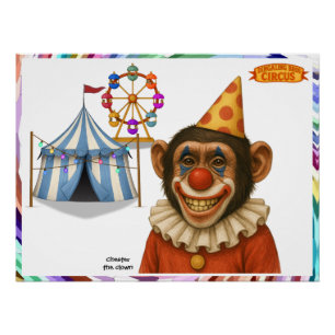 Poster Chester le clown chimpanzé