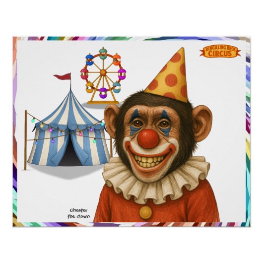 Poster Chester le clown chimpanzé (Devant)