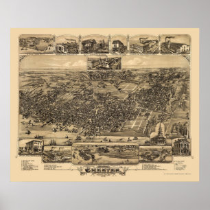 Poster Chester, PA Carte panoramique - 1885