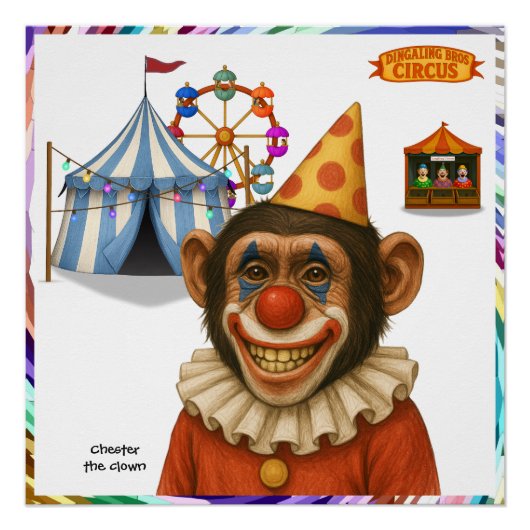 Poster Chester the chimp clown (Devant)