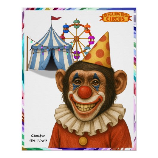 Poster Chester the chimp clown (Devant)