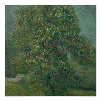 Poster chestnut tree in bloom