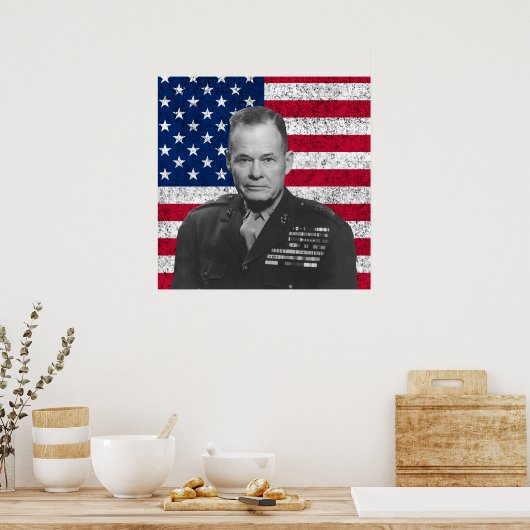 Poster Chesty Puller et le drapeau américain (Cuisine)