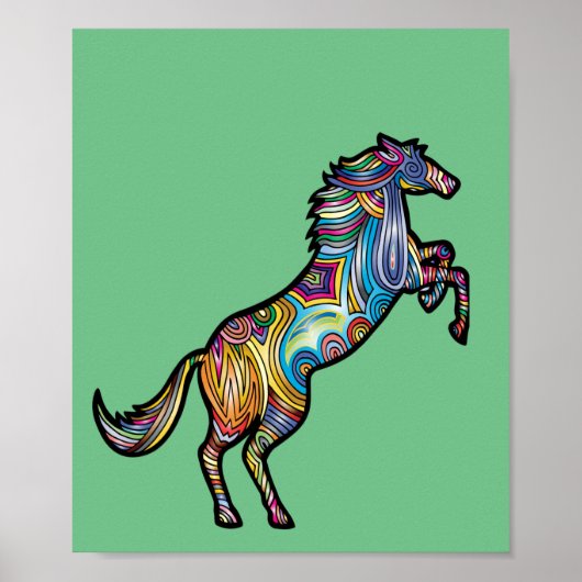 Poster Cheval 0f couleurs Leaping Magneta (Devant)