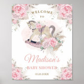 Poster Cheval à Bascule Bébé Fleurs Roses Herbe de la Pam (Devant)