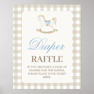 Poster Cheval à rocher baby shower Déchets Signe de raffl